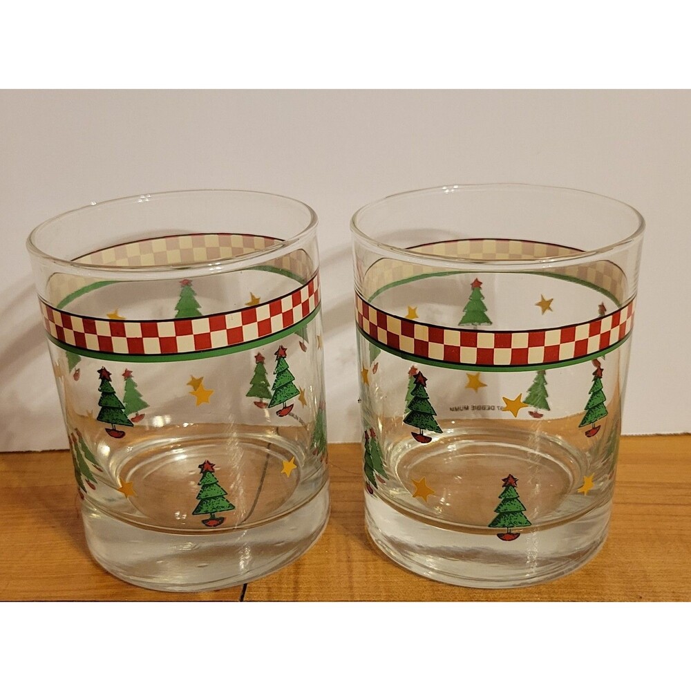 Vintage Debbie Mumm Set of 2 1997 Magic Of Christmas Glass Tumblers 12 oz